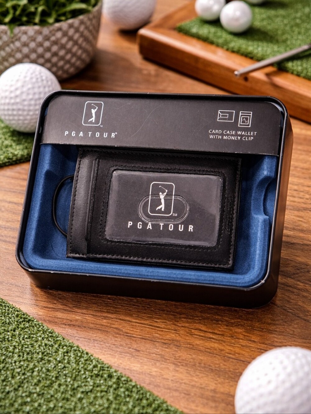 PGA Tour Men's Black Leather Card Case - NWT